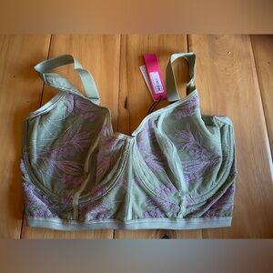 Cosabella Olive and Lavender Embroidered Bra